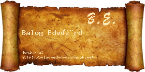 Balog Edvárd névjegykártya